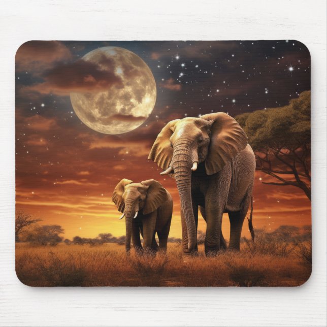 Mousepad Elephant Animal Wilderness Arte Colorida (Frente)