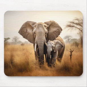 Mousepad Elephant Animal Wilderness Beauness Art