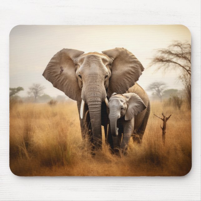 Mousepad Elephant Animal Wilderness Beauness Art (Frente)