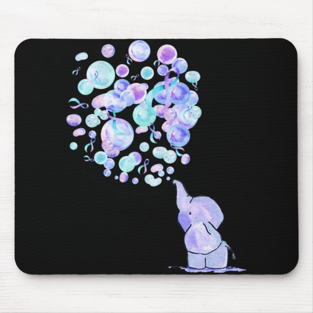 Mousepad Elephant Blue Purple Balloons Suicide Prevention A (Frente)