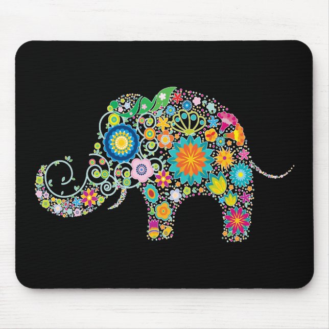 Mousepad Elephant Floral Art (Frente)