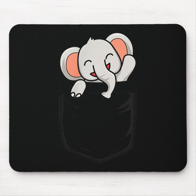 Mousepad Elephant Lovers Cute Funny Elephant In Cket  (Frente)