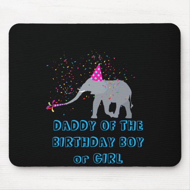 Mousepad Elephant Partying Animal Birthday Daddy Girl Boy T (Frente)