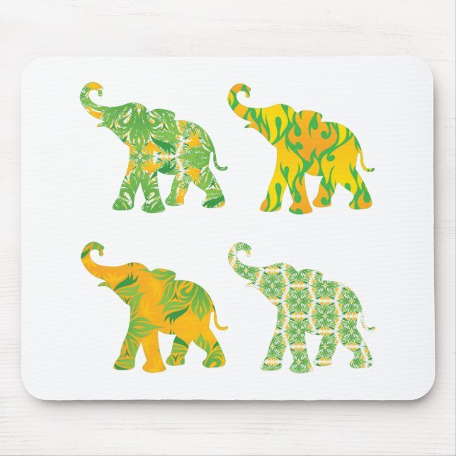 Mousepad Elephant Pattern Art Impressão Unique Modern (Frente)