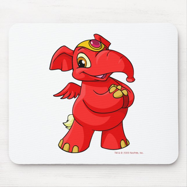 Mousepad Elephante vermelho alegre (Frente)