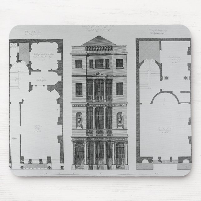 Mousepad Elevação da casa britânica do café (Frente)