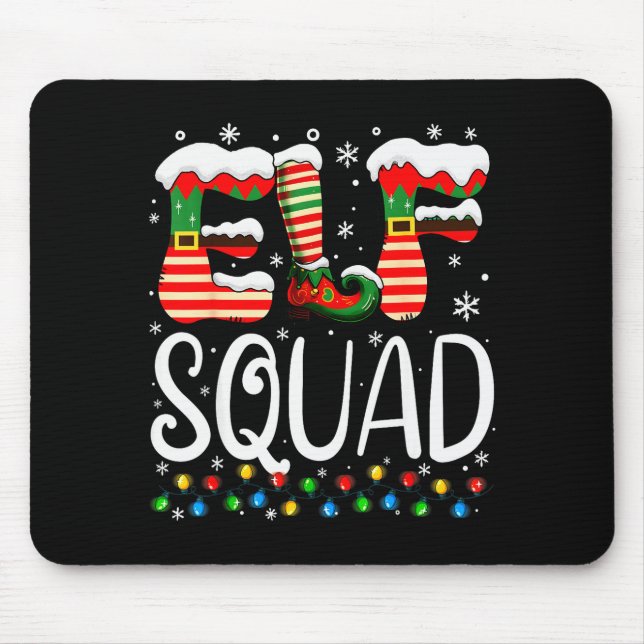 Mousepad Elf Family Christmas Matching Pajamas Xmas Elf Squ (Frente)