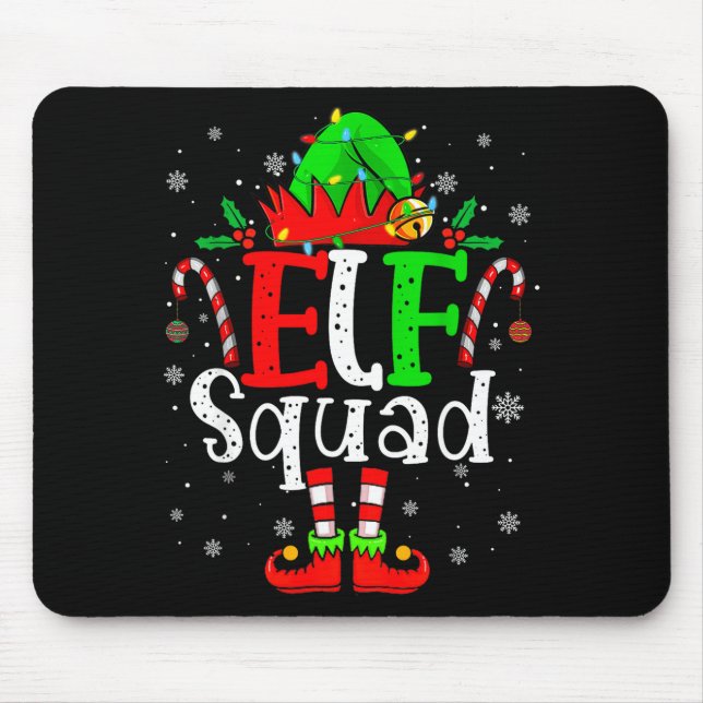 Mousepad Elf Family Christmas Matching Pajamas Xmas Elf Squ (Frente)