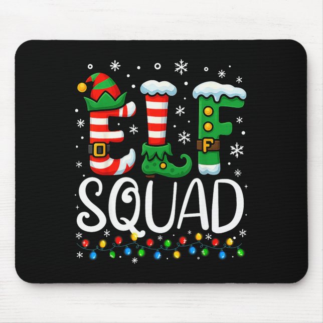 Mousepad Elf Family Christmas Matching Pajamas Xmas Elf Squ (Frente)