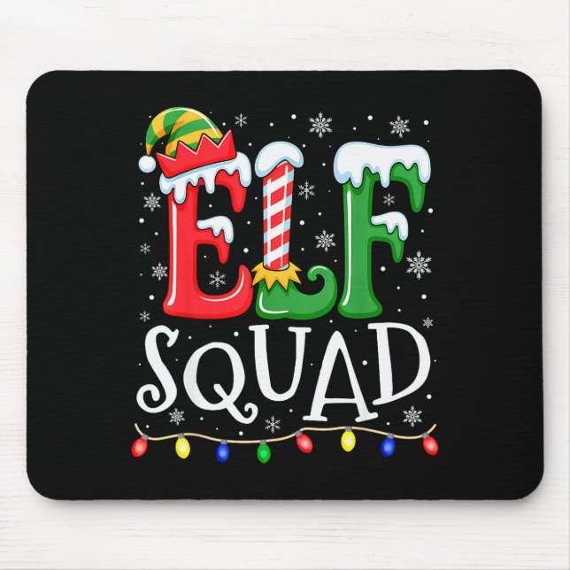 Mousepad Elf Family Christmas Matching Pajamas Xmas Elf Squ (Frente)