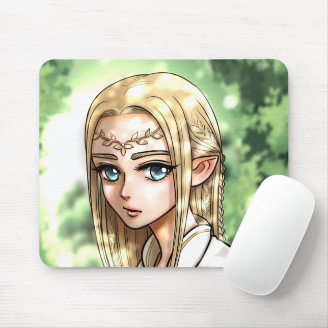 Mousepad Elf Nymph Anime Manga Style Character (Com mouse)