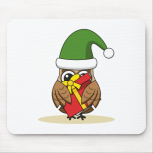 Mousepad Elf Owl de Natal com Presente