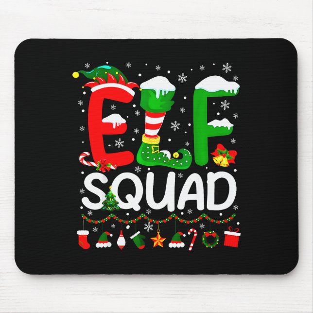 Mousepad Elf Squad Christmas Family Matching Xmas Elf Pajam (Frente)