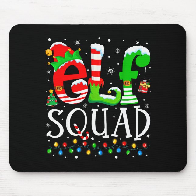 Mousepad Elf Squad Funny Elf Family Christmas Matching Paja (Frente)