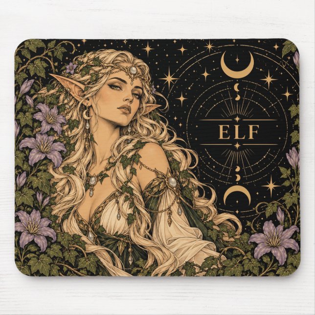 Mousepad Elfo, Arte do Tarot Estrelado (Frente)