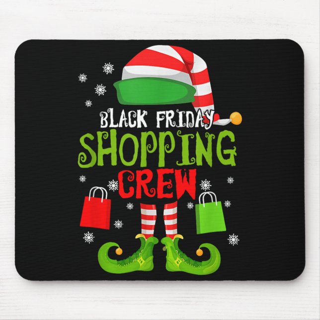 Mousepad Elfo Natal Compras Preto Engraçado Sexta-feira Com (Frente)