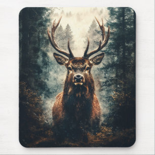 Mousepad Elk Dramático na floresta