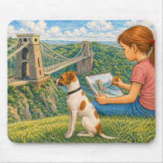 Mousepad Ella e Bella Esboçam a Ponte de Suspensão de Clift