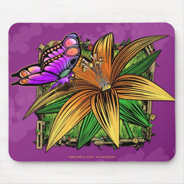 Mousepad Elorai a borboleta no tapete do rato da flor (Frente)