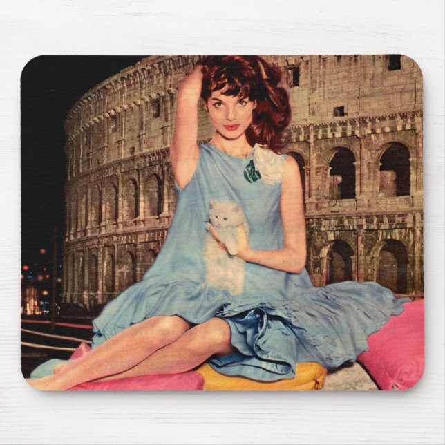 Mousepad Elsa Martinelli e gatinho branco (Frente)