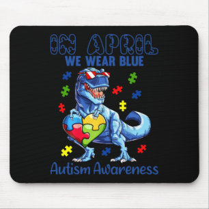 Mousepad Em Abril Nós Usamos Azul Camiseta de Dinossauro Co