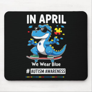 Mousepad Em Abril Nós Usamos Azul Dinossauro Divertido De S