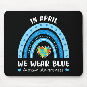 Mousepad Em abril, Vestimos o Blue Rainbow Autismo Sensibil