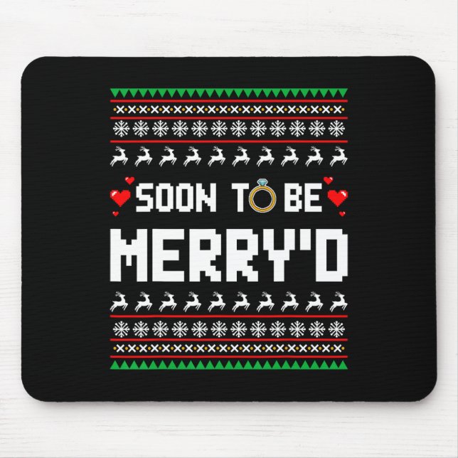 Mousepad Em breve, será Feliz o Casal de Natal engajado Mat (Frente)