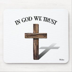 Mousepad Em Deus, confiamos com cruz
