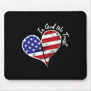 Mousepad Em Deus Confiamos No Coração 4 De Julho Bandeira P