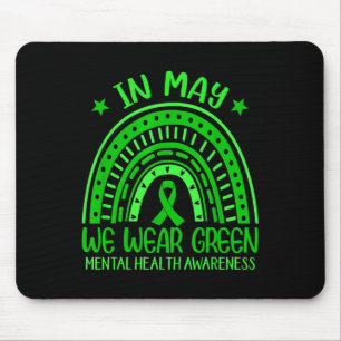 Mousepad Em Maio Usamos Laço do Arco-Íris Verde Saúde Menta