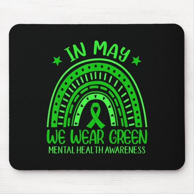 Mousepad Em Maio Usamos Laço do Arco-Íris Verde Saúde Menta (Frente)