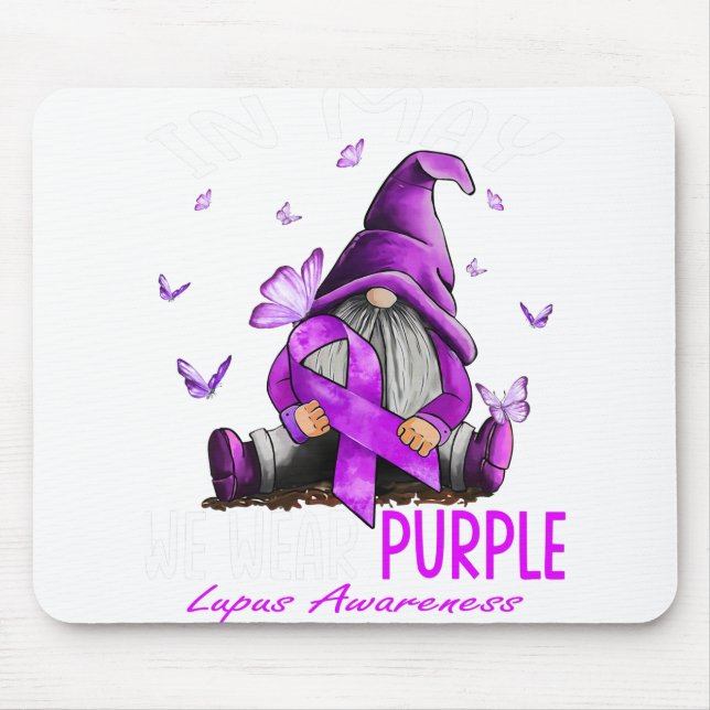 Mousepad Em Maio Usamos Roxo Mês de Conscientização do Lúpu (Frente)