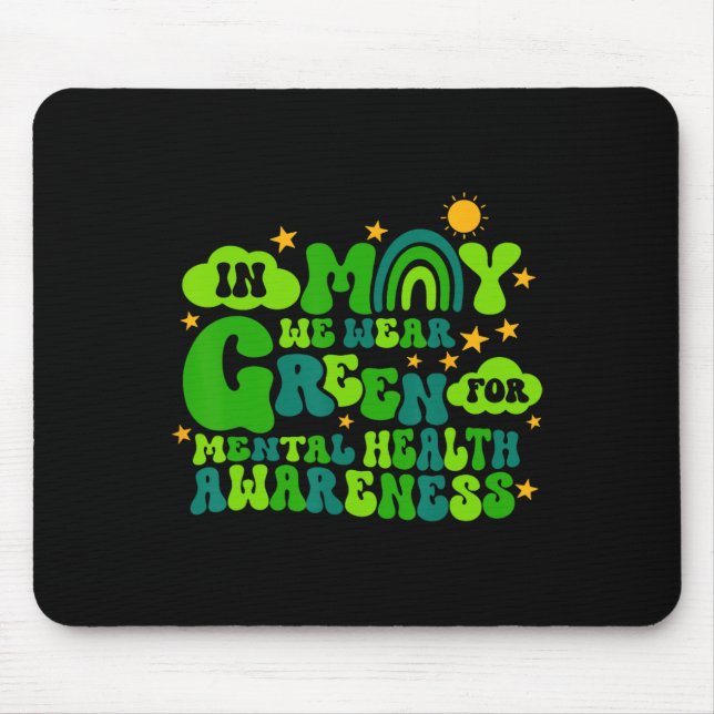 Mousepad Em Maio Usamos Verde Retro Conscientização da Saúd (Frente)