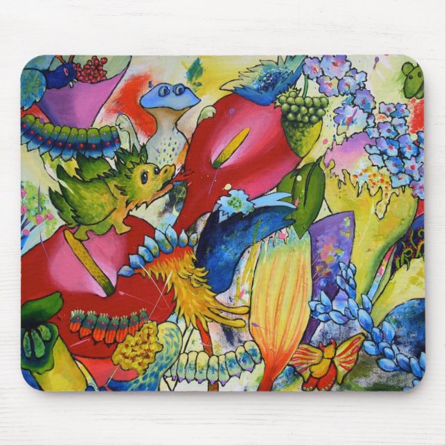 Mousepad Em nosso tapete do rato do jardim com dragão (Frente)