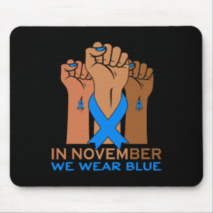 Mousepad Em novembro Vestimos a consciência da diabetes azu