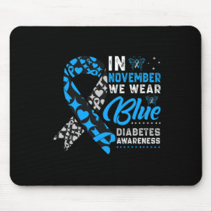 Mousepad Em novembro Vestimos a Faixa Azul T1d Diabetes T2d