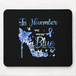 Mousepad Em novembro Vestimos Borboletas Azuis Diabetes Awa