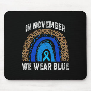Mousepad Em novembro Vestimos Diabetes Azul-Leopardo-Arco-Í