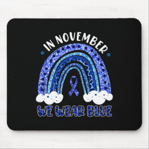 Mousepad Em novembro Vestimos Diabetes Azul-Leopardo-Arco-Í
