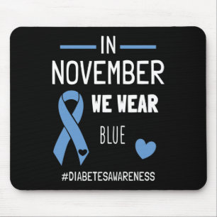 Mousepad Em novembro Vestimos Diabetes Azul Tipo 1