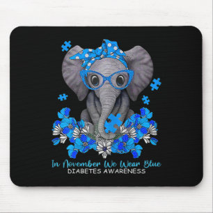 Mousepad Em novembro Vestimos o Awarene do Diabetes Elefant