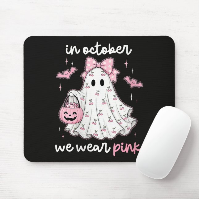 Mousepad em outubro usamos rosa fantasma Halloween (Com mouse)