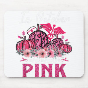Mousepad Em outubro Vestimos Enfermeira Rosa A Vida Pumpkin