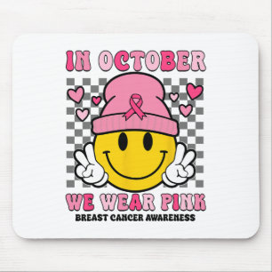 Mousepad Em outubro Vestimos Fita Rosa Ghost Halloween Bre