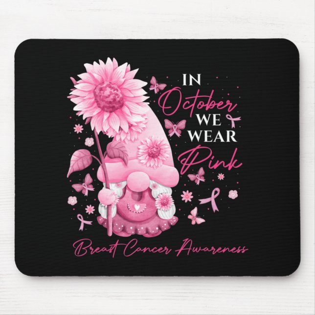 Mousepad Em outubro, Vestimos Gnomos Rosa Gnomos Gnomo Canc (Frente)