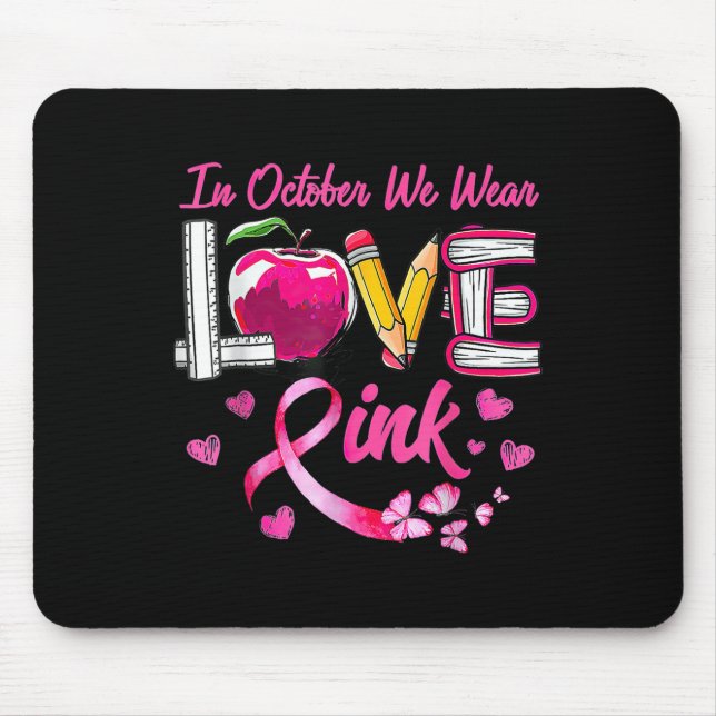 Mousepad Em outubro, Vestimos o Cancer de Mama Rosa Awarene (Frente)