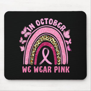 Mousepad Em outubro Vestimos o Cancer-mama rosa-leopardo em