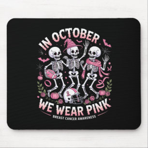 Mousepad Em outubro Vestimos O Esqueleto Rosa De Halloween