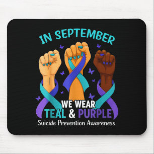 Mousepad Em setembro, use azul-turquesa e roxo de prevenção